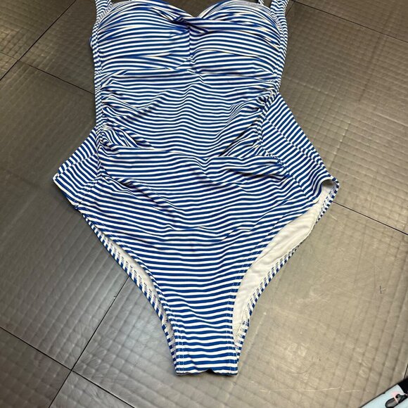 NIPTUCK SWIM WOMENS BLUE AND WHITE STRIP ONE PIECE MULTI FIT CUP SIZE 6 - Picture 2 of 7